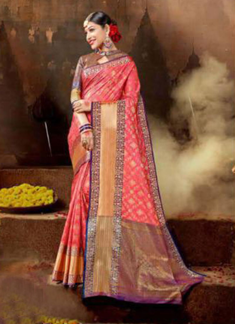 New Collection of Designer Printed Silk Wedding Saree  